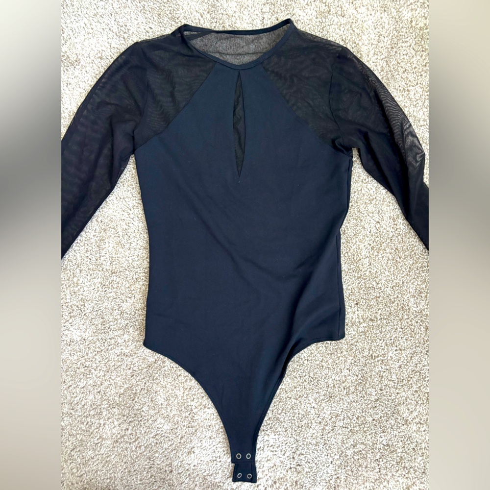 Abercrombie & Fitch Black Mesh Sleeve Bodysuit